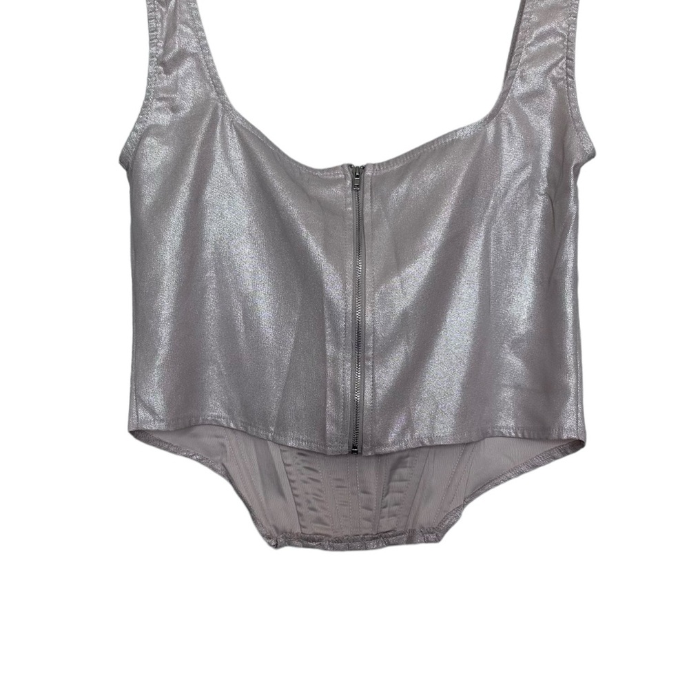 PrettyLittleThing Women’s Sz 12 Gold Metallic Seam Detail Longline Corset NWT - Picture 4 of 9